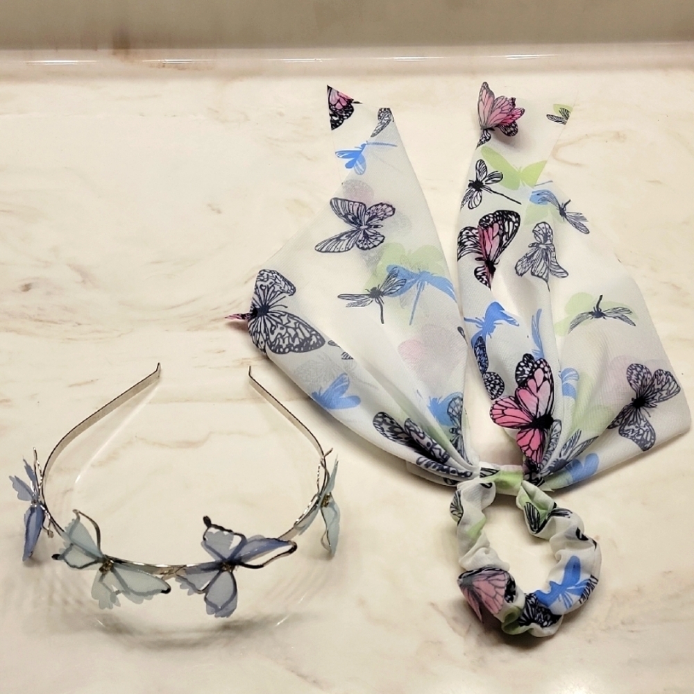 Butterfly hair tie and Headband Set - Picture 1 of 15